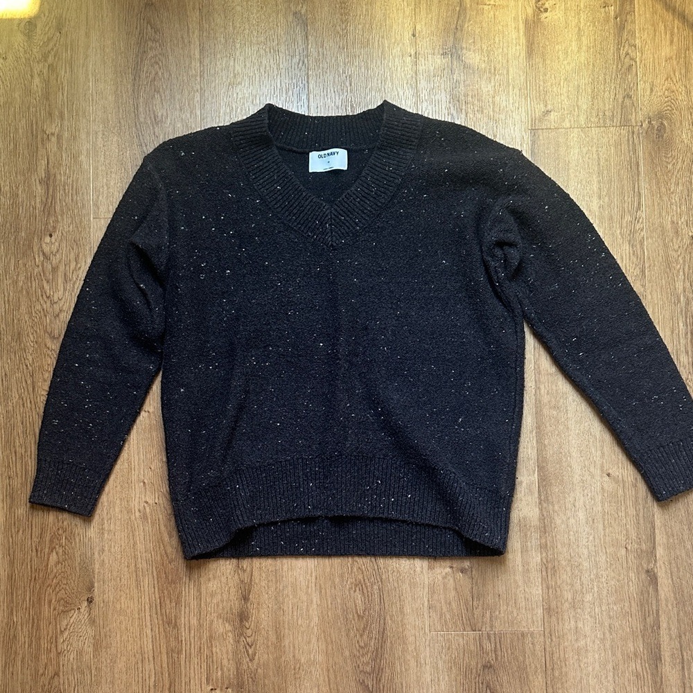 Old Navy Speckled Black V-Neck Sweater